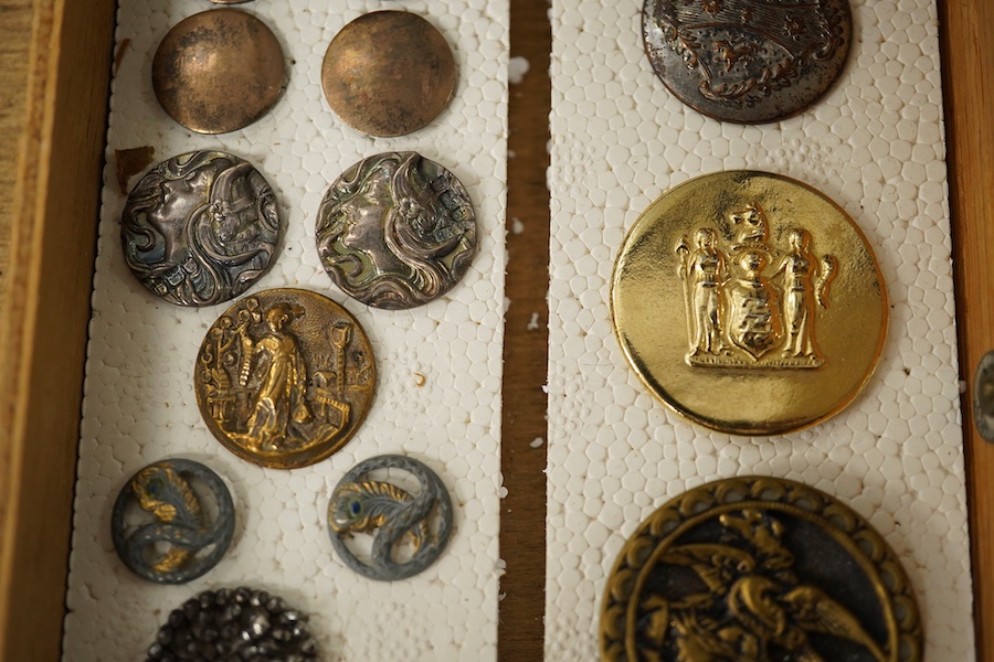 Twenty two assorted late 19th/early 20th century buttons and studs, largest 31mm;, Condition - cut steel buttons tarnished, others fair to good